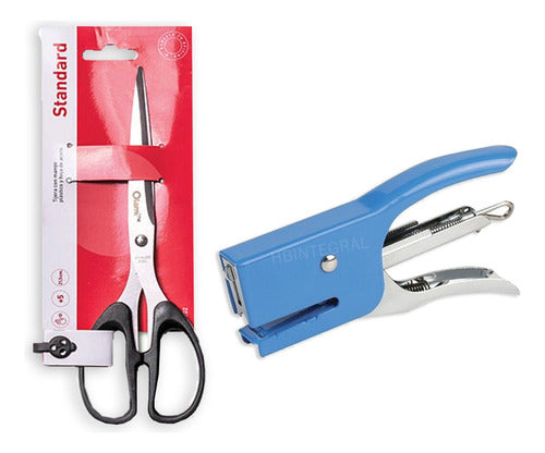 21 cm Scissors + Mini Metal Stapler Clamp 10/50 Office 0