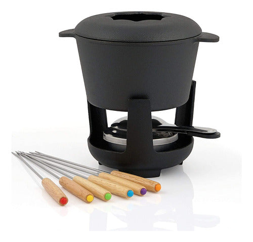Cast Iron Fondue Set for 6 People - Cheese and Chocolate Fondue Pot with Forks 1