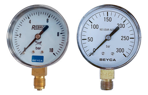 Manómetro 0-300 / 0-10 Bourdon Gases Nitrógeno-co2  Beyca 0