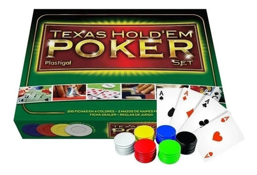 Plastigal Set Poker Texas Holdem 200 Fichas + 2 Mazos Cartas Dgl Games 0