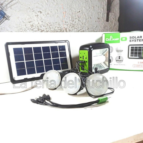 Kit Luz Led Panel Solar, 3 Bombillas, Power Bank, Camping 0