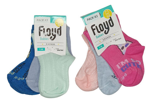 Pack of 12 Floyd Half-Calf Baby Socks Assorted Cotton Art. 300 5