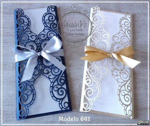 Invitaciones Tarjetas X 10un 15 Bodas Caladas Varios Modelos 2