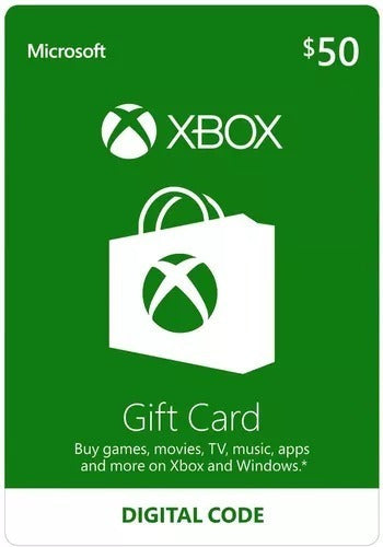 Tarjeta Gift Card Xbox De 50 Dólares (usa) 0