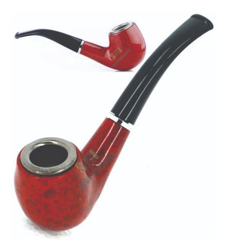 SI Curved Smoking Pipe - Unique Wooden Tobacco Pipe 0