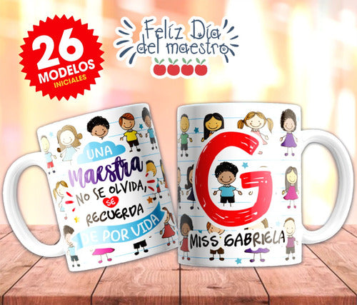 Plantillas Tazas Dia Del Maestro Iniciales Sublimar #t113 1