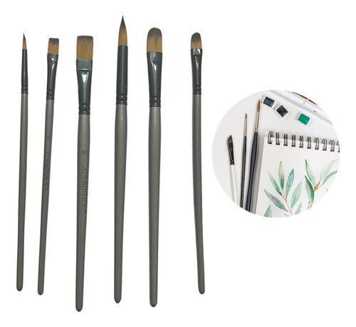 Pack De 6 Pinceles Artisticos -painting Brush - Combinado 0