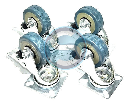 S73 Swivel Wheels with Brake 50mm Rubber-Metal 4 Units 1