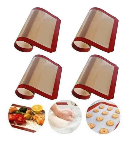 Levys Bazar Pack X4 Placa Silicona Plancha Con Malla Antiadherente Horno 0