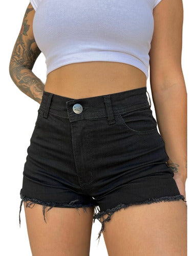 Nissie Black Elastized Women's Shorts 0