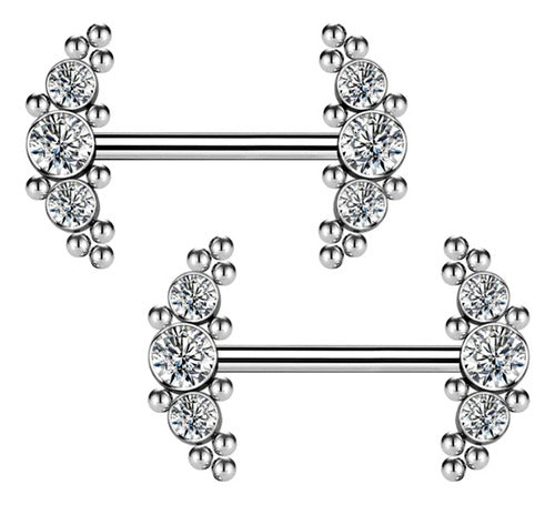 Piercing Nipple Barbell Three Crystal Titanium Mirame 0