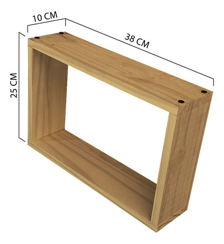 Sajo Modern Hanging Frame Shelf 38x25 Solid Wood 3