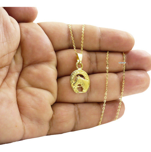 Gold-Plated Horse Horseshoe Pendant Necklace 5