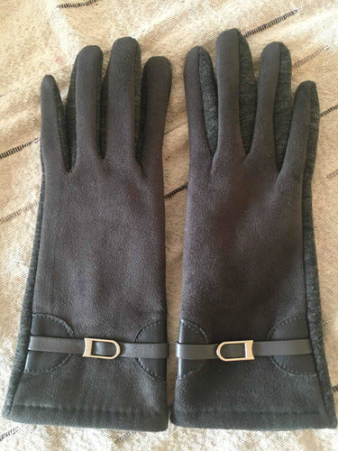 Chilena Thermal Gloves in Grey Suede and Wool 1