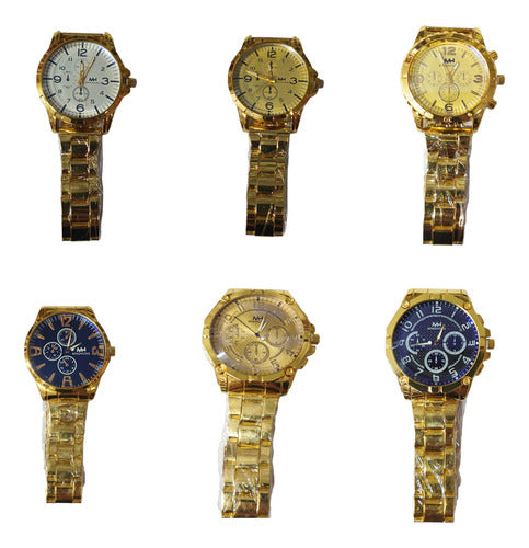 FW Gold Metallic Wrist Watches for Men - Set of 5 0