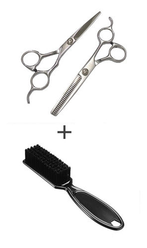 Barber Kit Combo Silver Scissors Fade Brush Gift Set 1