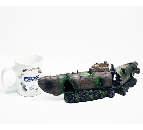 Aquatic Modern Submarine Shipwreck Decoration 40x10x7cm 1