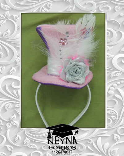 Elegant Mini Galera Hat - Bride 15th Birthday Party Wedding Cotillion 5