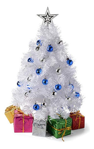 Prextex 23-Inch White Mini Christmas Tree with LED Lights 0