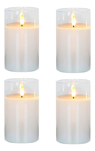 Pack 4 Velas Led A Pila Adorno Tamaño 10.4 Cms 0