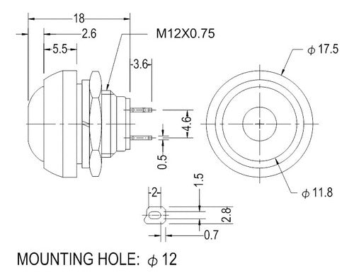 ELUMILED 20 Normal Open Push Buttons 17.5mm Diameter: 12mm 1A 250V White 3