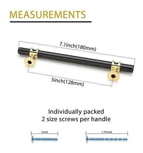 10 Tiradores De Aluminio Y Zinc De 180mm - Negro Y Dorado 1