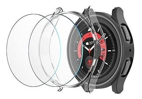 2 Cases for Samsung Watch 5 Pro 45mm Black-Clear 0