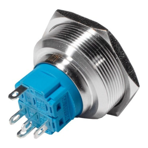 Botão Antivandalismo 30mm Momentâneo 12v / 24v - Azul 2