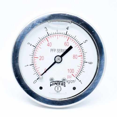 Winters Total Stainless Steel PFP Series Pressure Gauge with Glycerin - Rear Thread 1