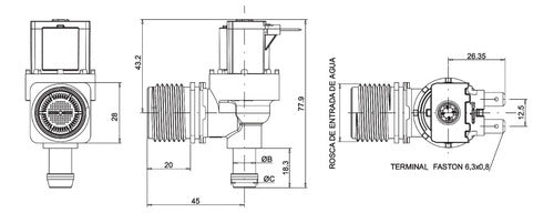 Electrovalvula Entry Water 1 Way 90° 6