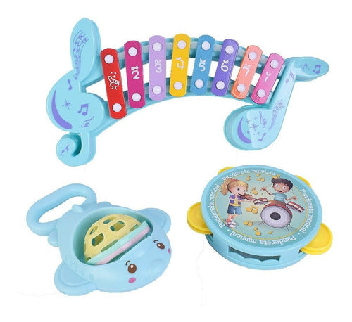 El Duende Azul Musical Set Xylophone Tambourine and Rattle Mt3 7442 Ttm 5