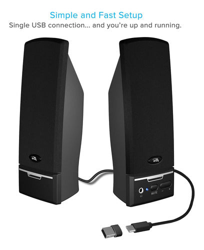 Cyber Acoustics USB 2.0 Computer Speakers for Desktop PC Laptop with USB-C 4