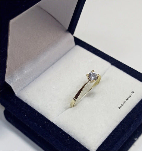 Anillo Compromiso Solitario De Oro 18k Y Zirconia 3