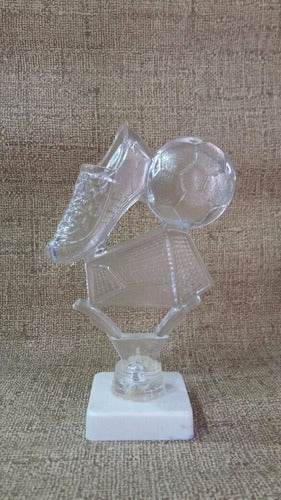 CABPremiaciones Set X10 Trofeo Plástico Fútbol Arco Botín 13cm Transparente 1