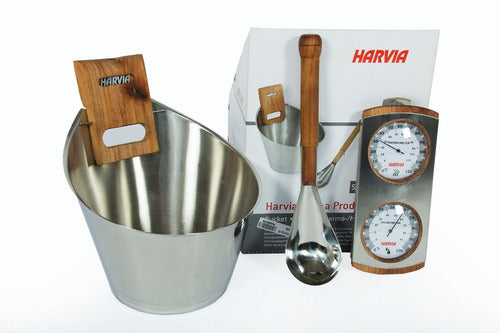 Harvia Sauna Set with Ladle, Bucket, and Thermometer for Dry Saunas 0