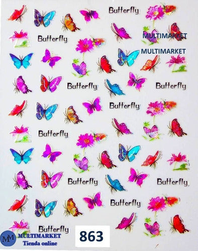 Self-Adhesive Nail Stickers - Butterflies - Nail Art 76