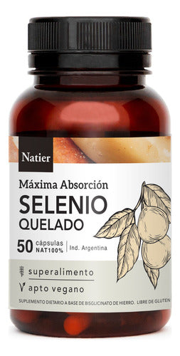 Natier X2 Organic Selenium Chelated Vegan Supplement X 50 Capsules 1