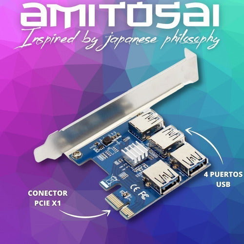 Amitosai PCIe USB Mining Riser Board with 4 USB Ports Maximizes Profit A4 2