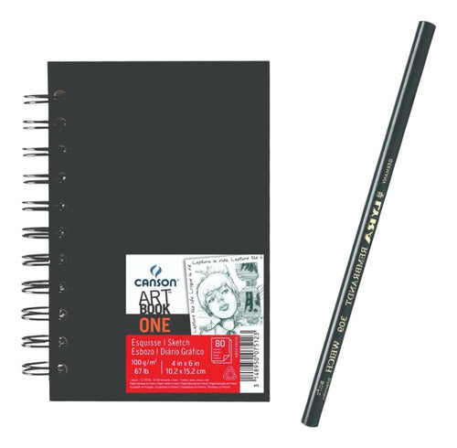 Sketchbook Espiral Canson One 80fls A6 + Lapis Rembrandt 0