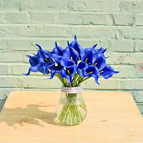 20 Blue Artificial Calla Lily Flowers Mandys Latex 35cm 2