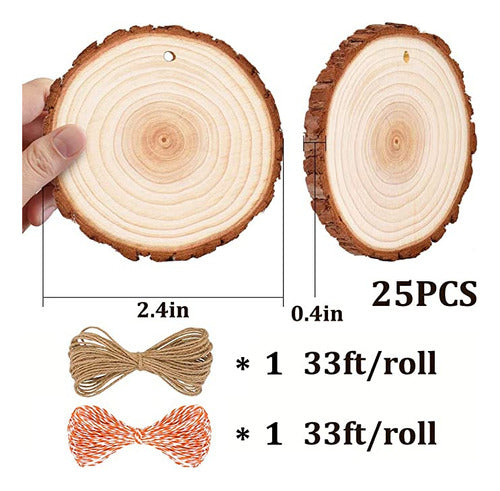 Navidad Rebanadas De Madera Natural Para Adornos De Navidad, 25 Pie 1