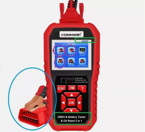 Konnwei KW890 Automotive Scanner - New Model 3 in 1 - The Best 1