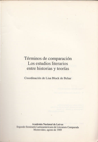 Literatura Comparada Seminario Montevideo 1989 Block Behar 1