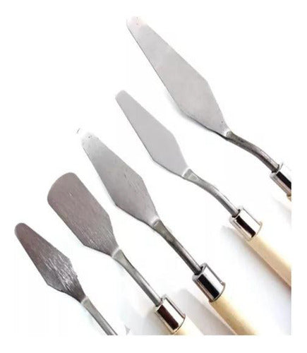 Set of 5 Metal Palette Knives for Oil and Acrylic Artists 0