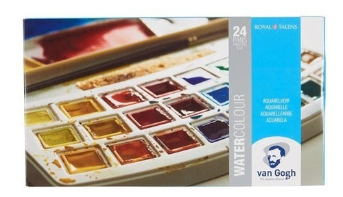 Van Gogh Set Watercolors 24 Pan + Sponge + Brush 1