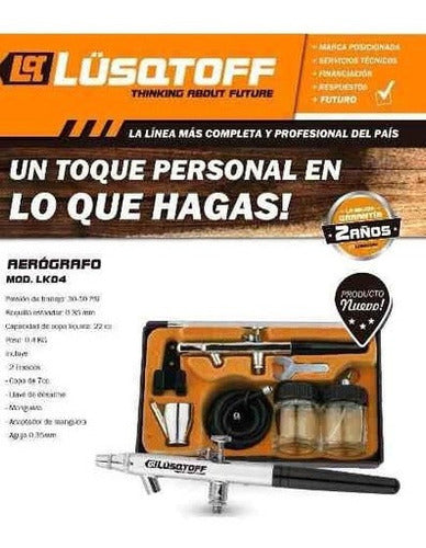 Kit Aerógrafo Profesional P/ Pintar + Accesorios  Lusqtoff 1