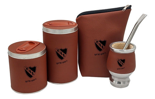 Spectacular Independent Mate Set with Yerba Mate Holder, Sugar Bowl, Mate Gourd, and Eco-Leather Case - Set Matero C/ Yerbera, Azucarera, Mate Y Funda Independiente