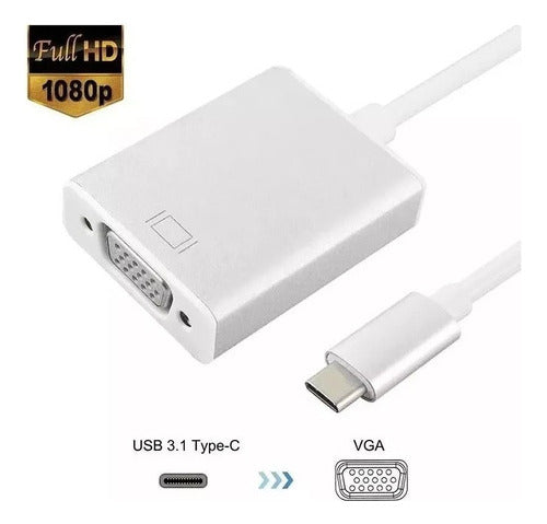 Cabo Adaptador Usb Tipo C 3.1 Para Vga Macbook Usb-c 1080p 3