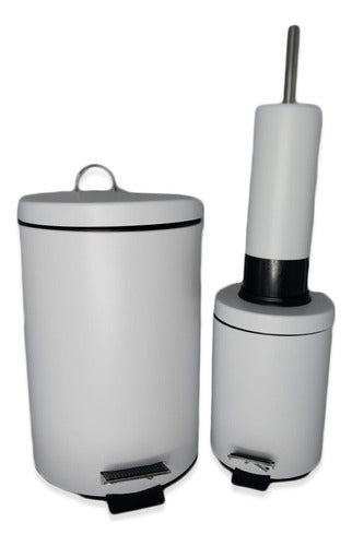 Stainless Steel Trash Can Set with Pedal and Brush - 3L & 12L 1