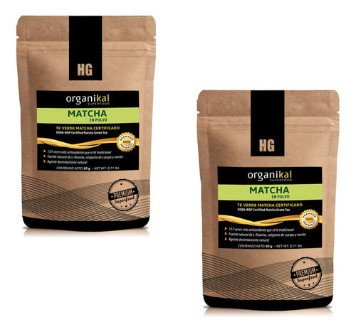 Pack 2 Té Verde Matcha Organikal Hgl Relaja Cuerpo Polvo 50g 0